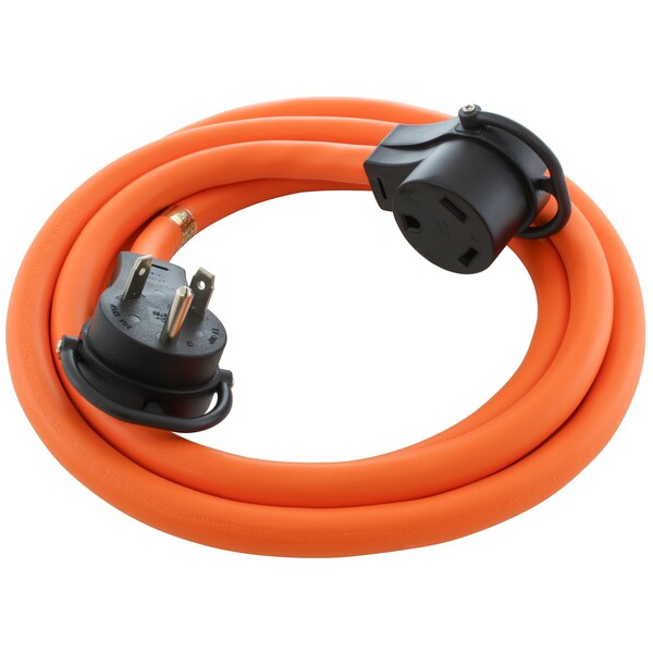 STW Extension Cord, 10 AWG, Indoor/Outdoor, 10/3, 1 Outlets, TT-30R, Orange, PVC, TT-30P, 25 ft